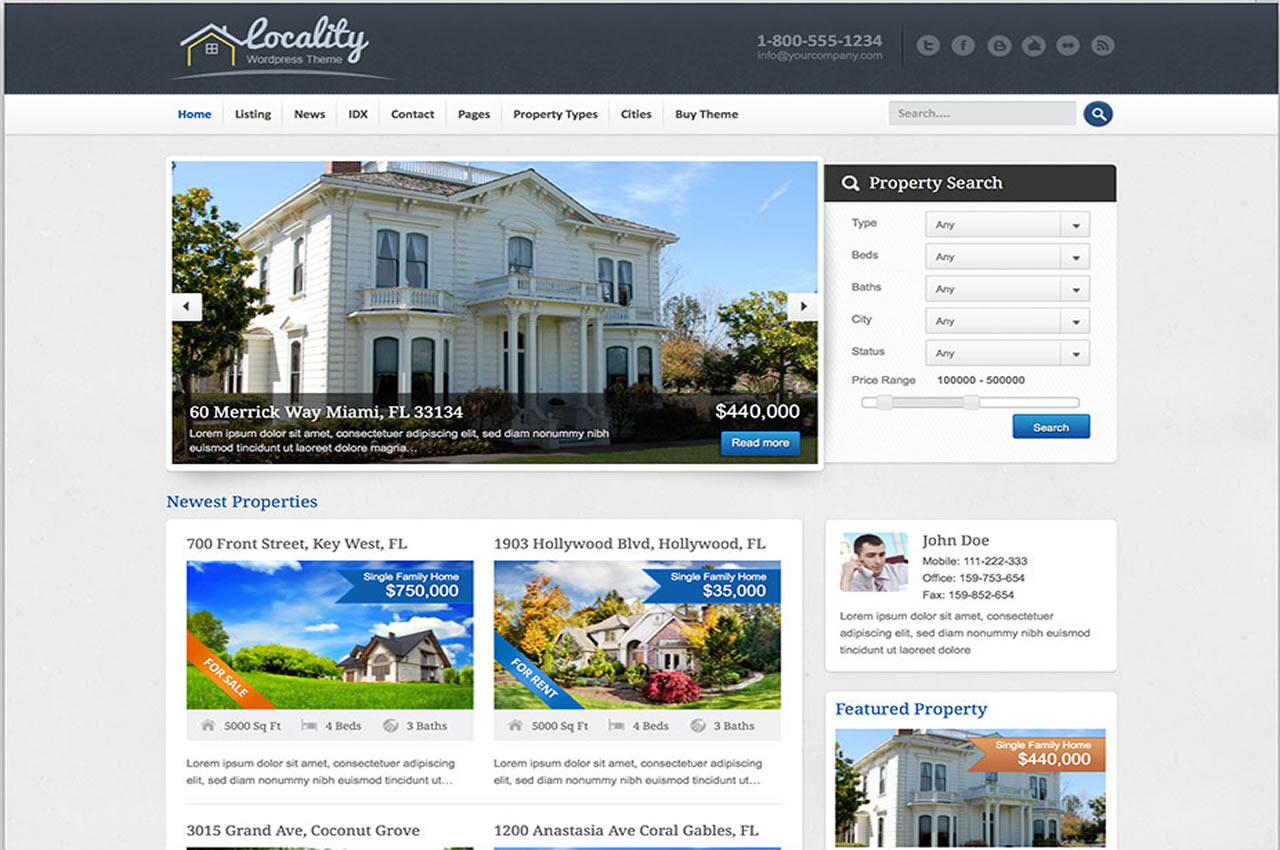 Locality- an attractive WordPress Real Estate Theme.